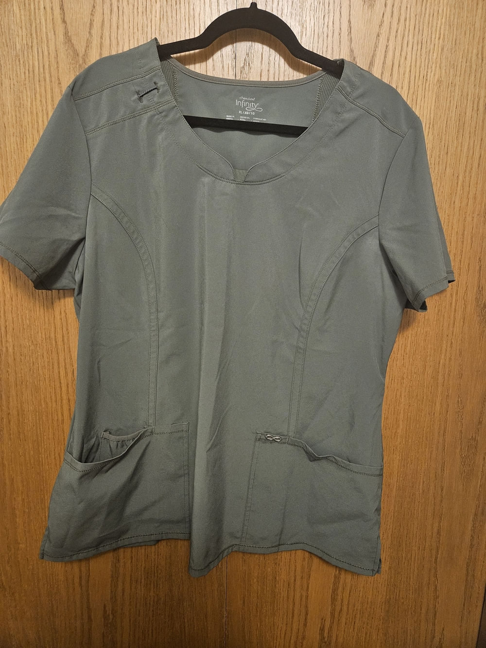 Cherokee Olive Short-Sleeve Medical Scrub Top